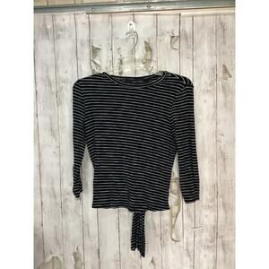 Code X Mode Women's Black & White Stripe Long Sleeve Shirt Size Medium
